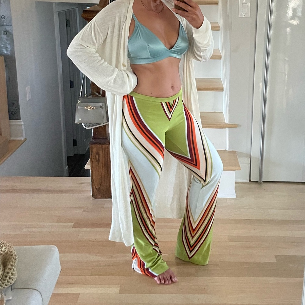 MISSONI rib knit pants palazzo flare Mare zigzag beach cover-up crochet resort